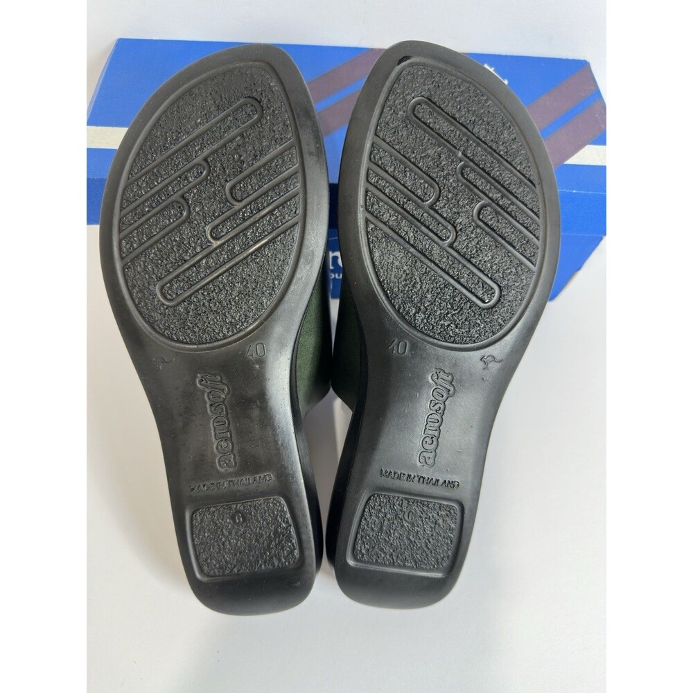 Aerosoft LS4830 Green  Leather Toe Loop Slide Sandals Womens US 9 EU 40 NIB - Picture 7 of 9